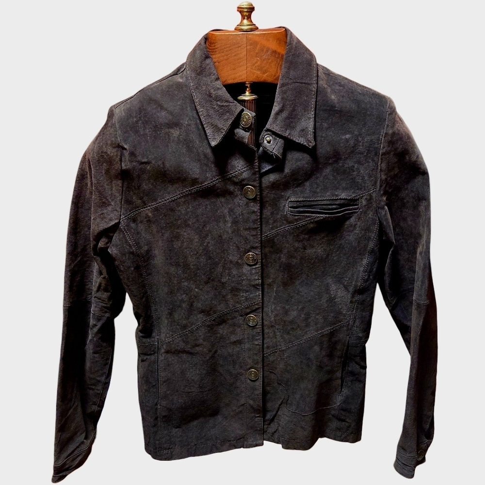 Vintage Y2K Marcelle Renee Hypo Active Chocolate Brown Suede Jacket Size Medium